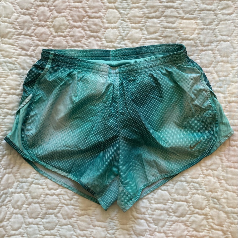 green/teal Nike drifit running shorts